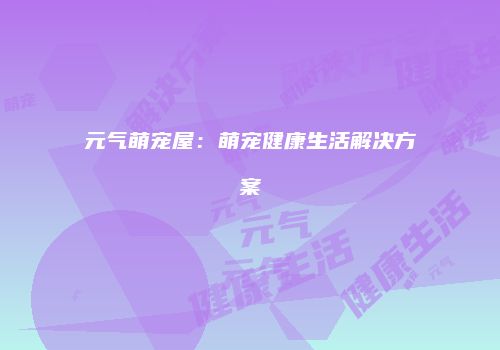 元气萌宠屋：萌宠健康生活解决方案