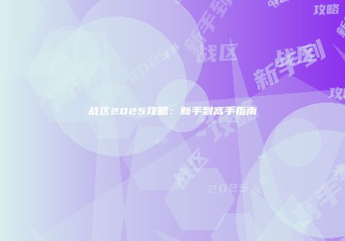 战区2025攻略：新手到高手指南