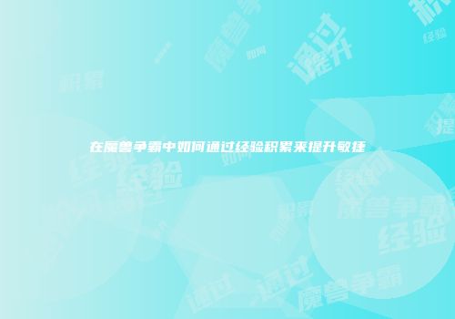 在魔兽争霸中如何通过经验积累来提升敏捷