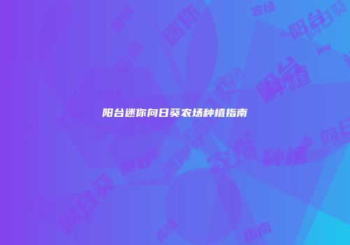 阳台迷你向日葵农场种植指南