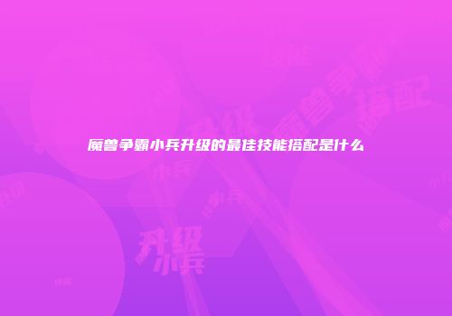 魔兽争霸小兵升级的最佳技能搭配是什么
