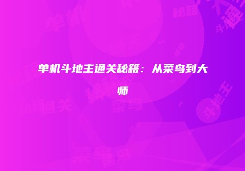 单机斗地主通关秘籍：从菜鸟到大师
