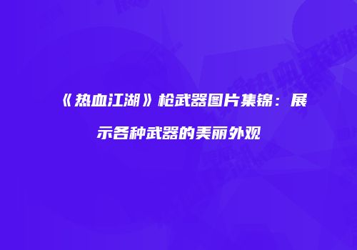 《热血江湖》枪武器图片集锦：展示各种武器的美丽外观
