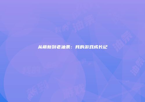 从萌新到老油条：我的游戏成长记
