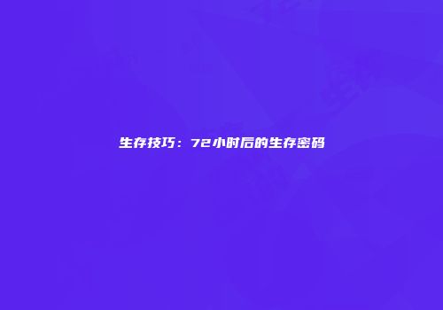 生存技巧：72小时后的生存密码