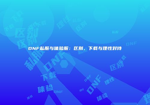 DNF私服与体验服：区别、下载与理性对待