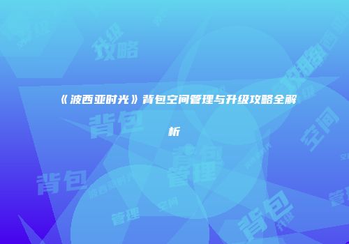 《波西亚时光》背包空间管理与升级攻略全解析