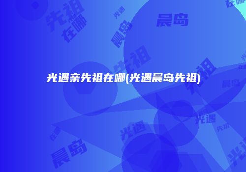 光遇亲先祖在哪(光遇晨岛先祖)
