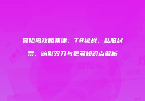 冒险岛攻略集锦：T8挑战、私服封禁、暗影双刀与更多知识点解析
