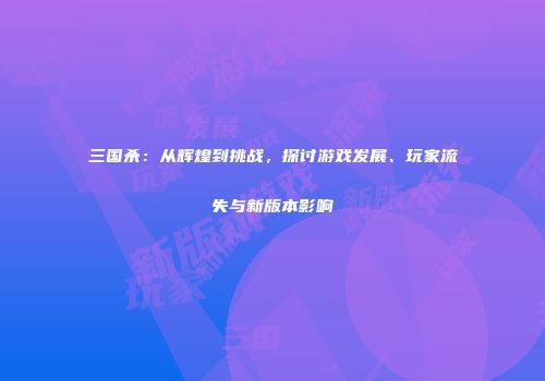 三国杀：从辉煌到挑战，探讨游戏发展、玩家流失与新版本影响