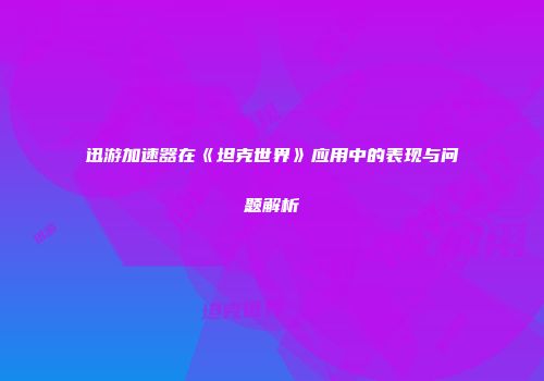 迅游加速器在《坦克世界》应用中的表现与问题解析