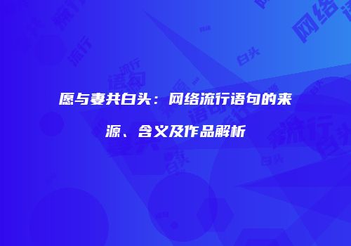 愿与妻共白头：网络流行语句的来源、含义及作品解析