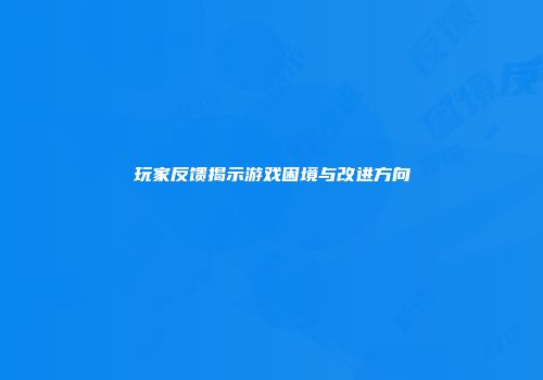 玩家反馈揭示游戏困境与改进方向