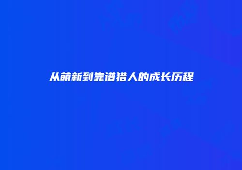 从萌新到靠谱猎人的成长历程