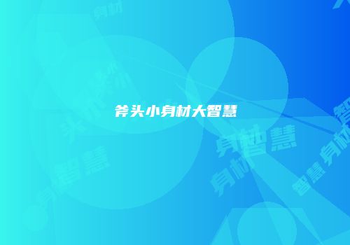斧头小身材大智慧