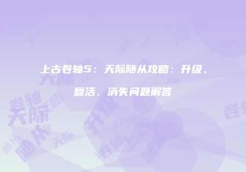 上古卷轴5：天际随从攻略：升级、复活、消失问题解答