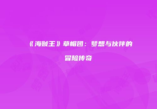 《海贼王》草帽团：梦想与伙伴的冒险传奇