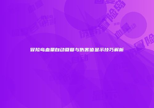 冒险岛血量自动回复与伤害值显示技巧解析