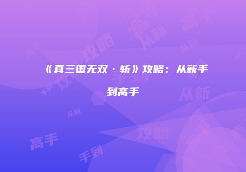 《真三国无双·斩》攻略：从新手到高手