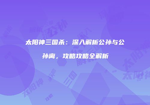 太阳神三国杀：深入解析公孙与公孙离，攻略攻略全解析