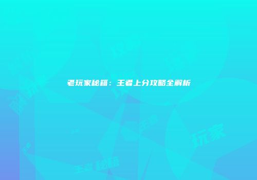 老玩家秘籍：王者上分攻略全解析