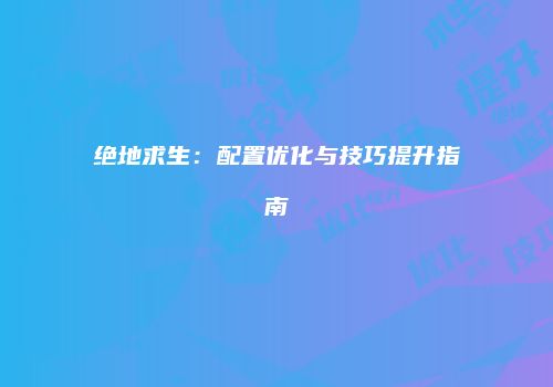 绝地求生：配置优化与技巧提升指南
