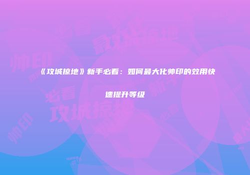《攻城掠地》新手必看：如何最大化帅印的效用快速提升等级