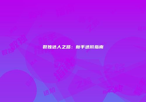 数独达人之路：新手进阶指南