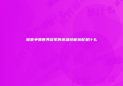 魔兽争霸世界冠军的英雄技能搭配是什么