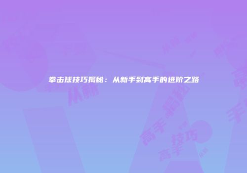 拳击球技巧揭秘：从新手到高手的进阶之路