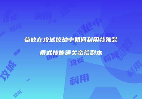 荀攸在攻城掠地中如何利用特殊装备或技能通关蛮荒副本
