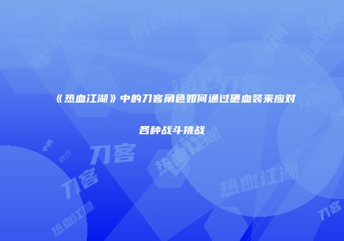 《热血江湖》中的刀客角色如何通过砸血装来应对各种战斗挑战