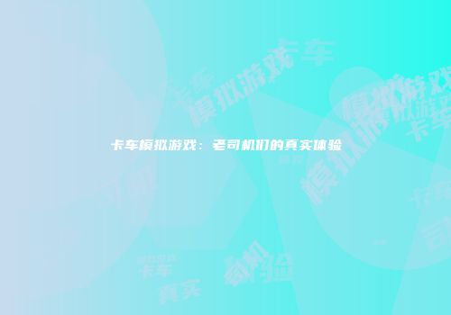 卡车模拟游戏：老司机们的真实体验