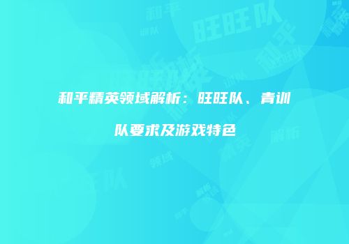 和平精英领域解析：旺旺队、青训队要求及游戏特色