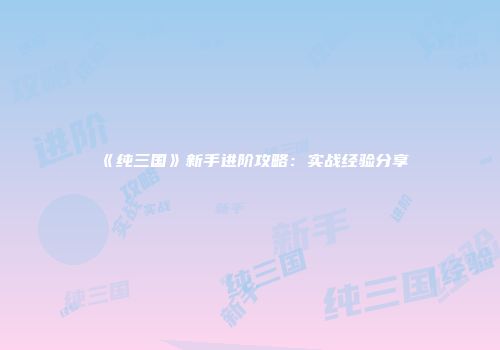 《纯三国》新手进阶攻略：实战经验分享