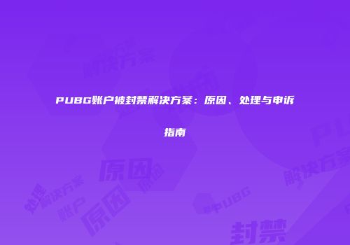 PUBG账户被封禁解决方案：原因、处理与申诉指南