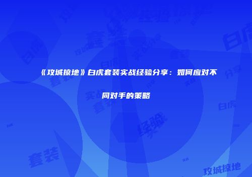 《攻城掠地》白虎套装实战经验分享：如何应对不同对手的策略