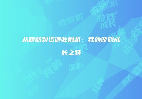 从萌新到资源收割机：我的游戏成长之路