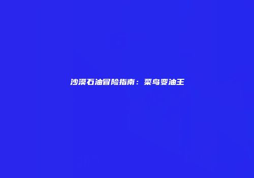 沙漠石油冒险指南：菜鸟变油王
