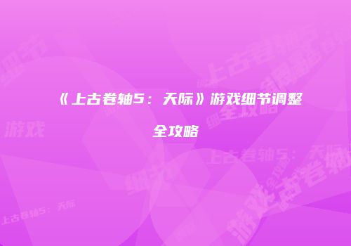 《上古卷轴5：天际》游戏细节调整全攻略