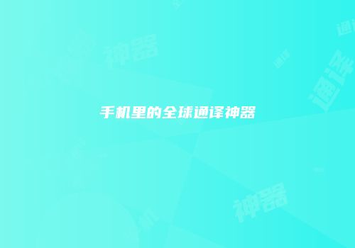 手机里的全球通译神器