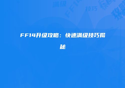 FF14升级攻略：快速满级技巧揭秘