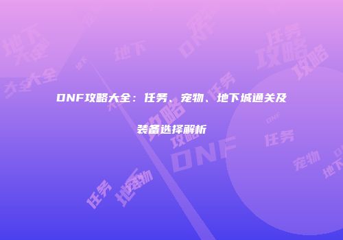 DNF攻略大全：任务、宠物、地下城通关及装备选择解析