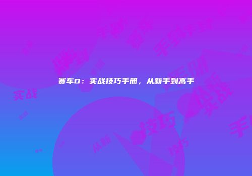 赛车D：实战技巧手册，从新手到高手