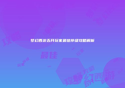 梦幻西游五开玩家最佳停级攻略解析