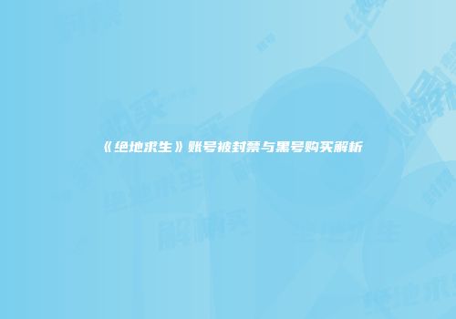《绝地求生》账号被封禁与黑号购买解析