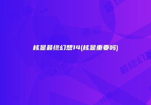 核显最终幻想14(核显重要吗)