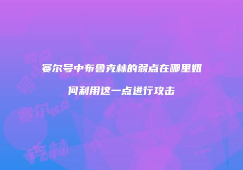 赛尔号中布鲁克林的弱点在哪里如何利用这一点进行攻击