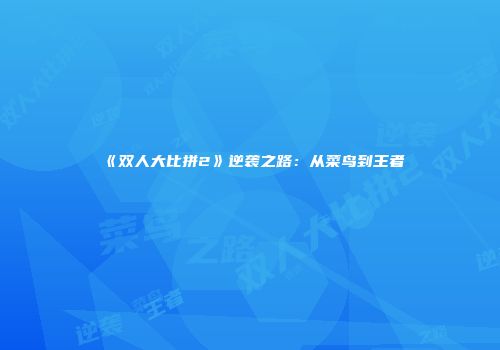 《双人大比拼2》逆袭之路：从菜鸟到王者