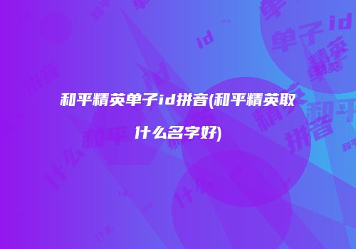 和平精英单子id拼音(和平精英取什么名字好)